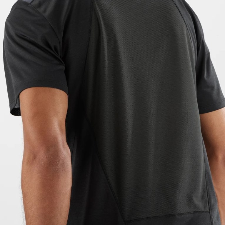 Black Salomon Outline Short Sleeve Men's T-Shirts | PH 76094Z